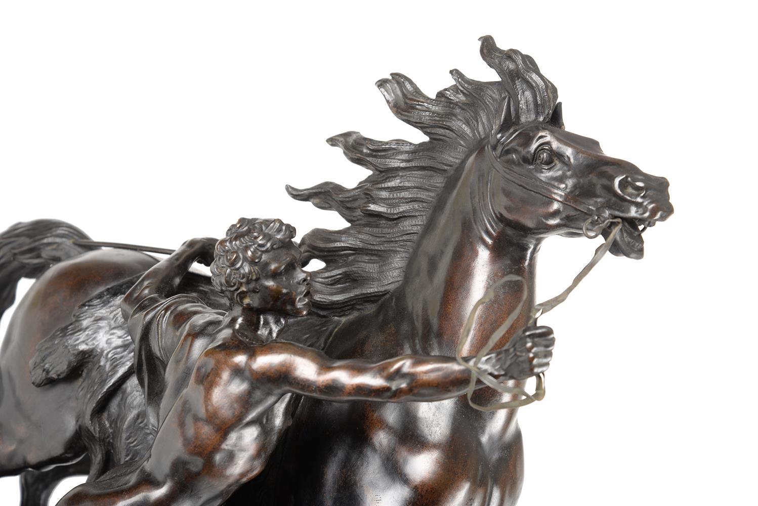 AFTER COUSTOU, A LARGE PAIR OF BRONZE MARLY HORSES, FRENCH, LATE 19TH CENTURY - Image 3 of 6