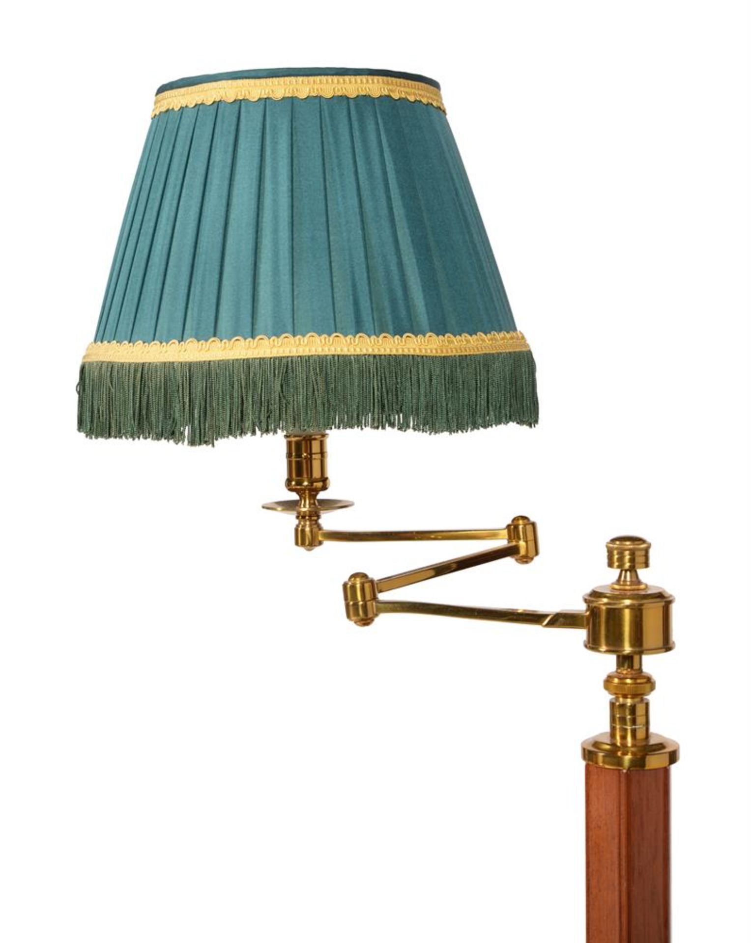 A SET OF FOUR MAHOGANY AND GILT METAL LIBRARY OR READING LAMPS, 20TH CENTURY - Image 2 of 3