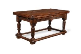AN OAK DRAW LEAF DINING OR CENTRE TABLE, 17TH CENTURY AND LATER