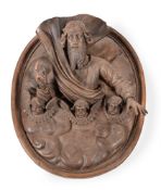A SOUTH GERMAN CARVED WALNUT RELIEF PANEL, 18TH CENTURY