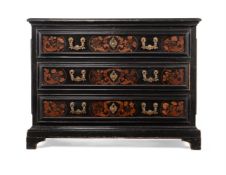 AN ITALIAN EBONISED AND MARQUETRY SECRETAIRE CHEST, POSSIBLY FLORENCE, LATE 18TH/EARLY 19TH CENTURY