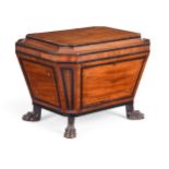 Y A REGENCY MAHOGANY AND MARQUETRY WINE COOLER, CIRCA 1820