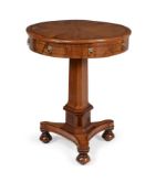 A CONTINENTAL WALNUT AND MAHOGANY 'DRUM' OCCASIONAL TABLE, ALMOST CERTAINLY MALTESE