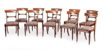 Y A SET OF TEN GEORGE IV ROSEWOOD DINING CHAIRS, IN THE MANNER OF GILLOWS, CIRCA 1820