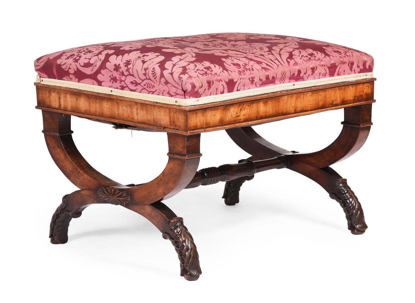 A REGENCY MAHOGANY X-FRAME STOOL, IN THE MANNER OF THOMAS HOPE, CIRCA 1815