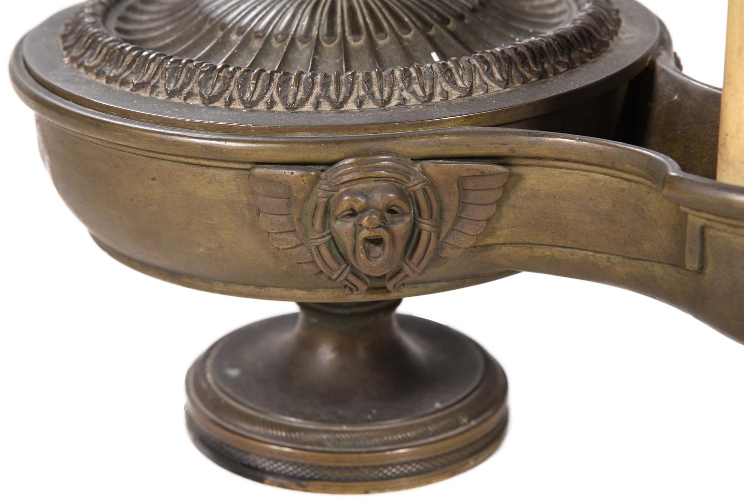 AFTER WILLIAM BULLOCK, A PAIR OF REGENCY BRONZE COLZA OIL LAMPS AND A PAIR OF EARLY 19TH TORCHERES - Image 3 of 4