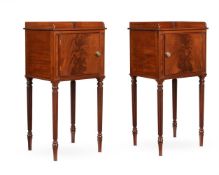 A PAIR OF MAHOGANY BEDSIDE CUPBOARDS, IN REGENCY STYLE, OF RECENT MANUFACTURE