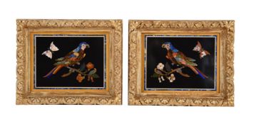 A PAIR OF PIETRA DURA PANELS, IN THE EARLY 19TH CENTURY ITALIAN MANNER