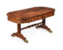 Y A REGENCY ROSEWOOD AND BRASS INLAID LIBRARY TABLE, IN THE MANNER OF JOHN McLEAN, CIRCA 1820