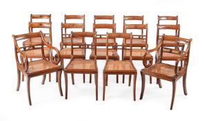 A MATCHED SET OF FOURTEEN GEORGE III MAHOGANY 'EDWARDS LIBRARY' PATTERN DINING CHAIRS, CIRCA 1810