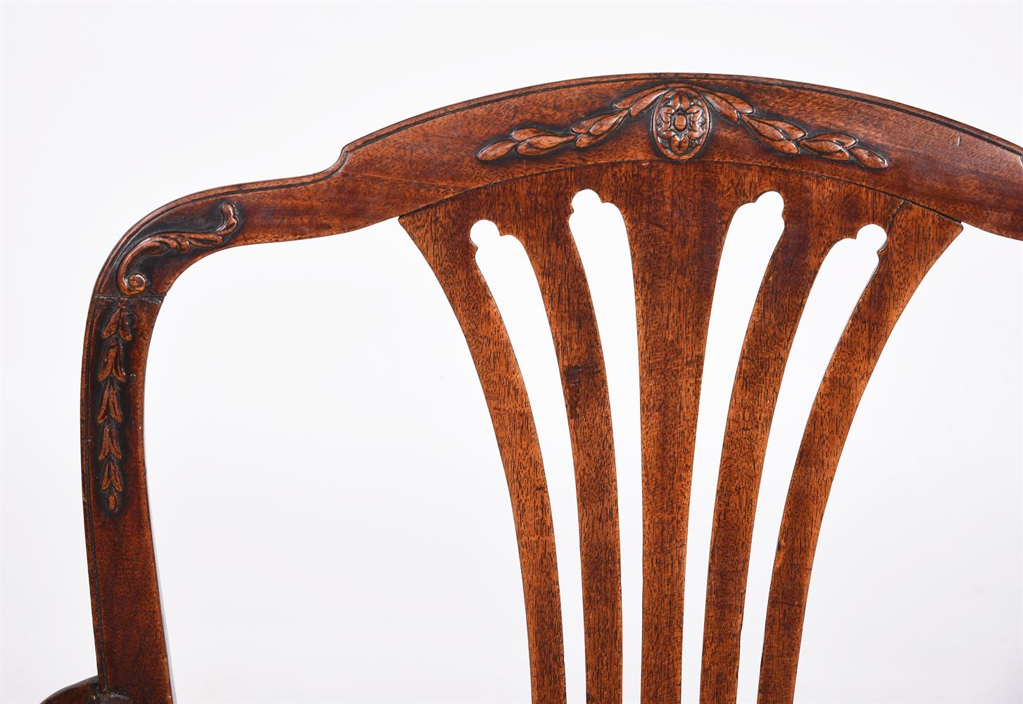 A GEORGE III MAHOGANY ARMCHAIR, AFTER A DESIGN BY GEORGE HEPPLEWHITE - Image 4 of 5