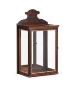 A GLAZED, PARCEL GILT AND MAHOGANY WALL LANTERN, IN MID 18TH CENTURY STYLE
