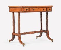 Y A REGENCY BURR WALNUT AND CALAMANDER WRITING AND GAMES TABLE, CIRCA 1820