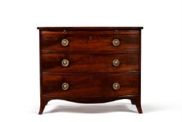 A GEORGE III MAHOGANY BOWFRONT CHEST OF DRAWERS, CIRCA 1790