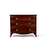 A GEORGE III MAHOGANY BOWFRONT CHEST OF DRAWERS, CIRCA 1790