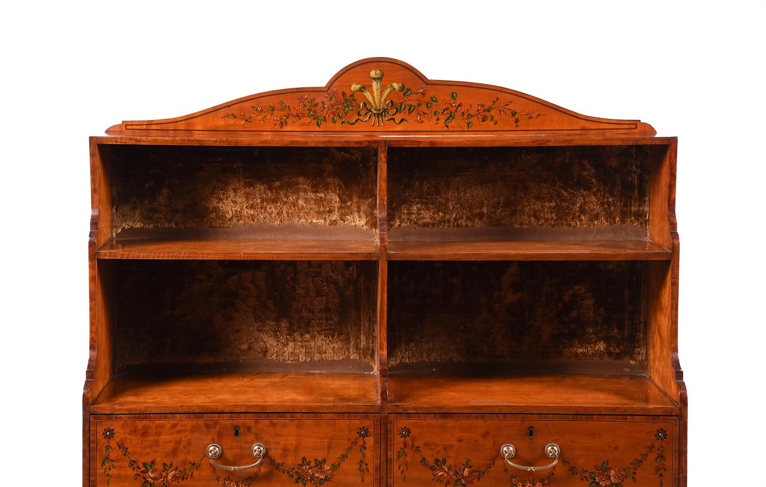 Y A GEORGE III SATINWOOD AND POLYCHROME PAINTED BOOKCASE, LATE 18TH/EARLY 19TH CENTURY - Image 4 of 6