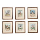 AFTER CHARLES TOMKINS, A SET OF SIX FRAMED HANDTINTED PRINTS OF VOLUNTEER REGIMENTS