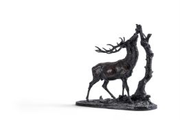 AFTER PIERRE-JULES MÈNE (1810-1879), A BRONZE ANIMALIER FIGURE 'THE BROWSING STAG'