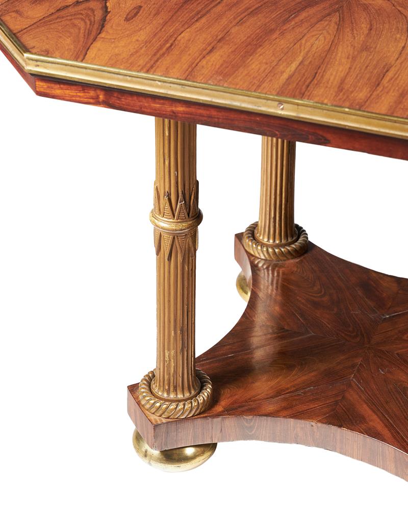 Y A REGENCY ROSEWOOD, GILT BRASS AND PARCEL GILT CENTRE TABLE, CIRCA 1820 - Image 3 of 3