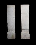 A PAIR OF REGENCY WHITE MARBLE PEDESTALS, IN THE MANNER OF JOHN SOANE, EARLY 19TH CENTURY
