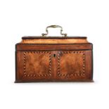 AN EARLY GEORGE III 'FLAME' MAHOGANY TEA CADDY, IN THE MANNER OF THOMAS CHIPPENDALE, CIRCA 1760