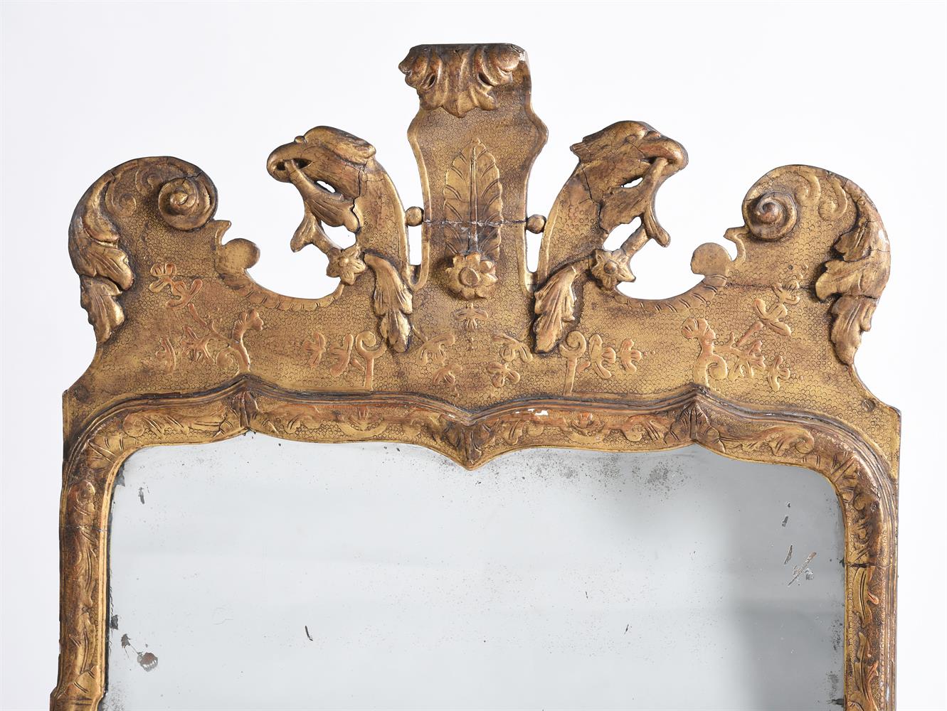 A PAIR OF GEORGE I GILTWOOD AND GESSO WALL MIRRORSIN THE MANNER OF MOORE & GUMLEY - Image 2 of 5