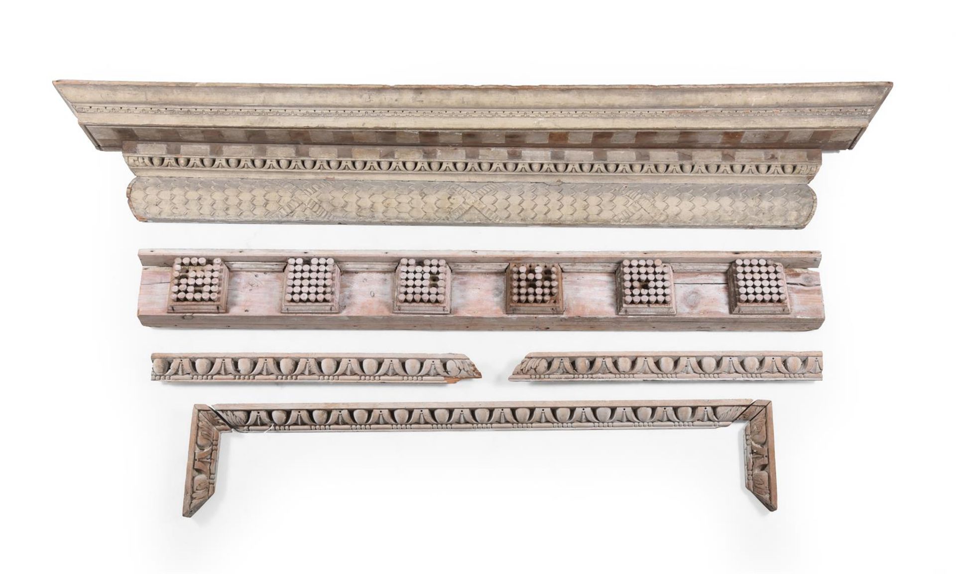 TWO GEORGE II CARVED PINE OVER DOORS OR MANTLES, IN THE KENTIAN MANNER, 18TH CENTURY