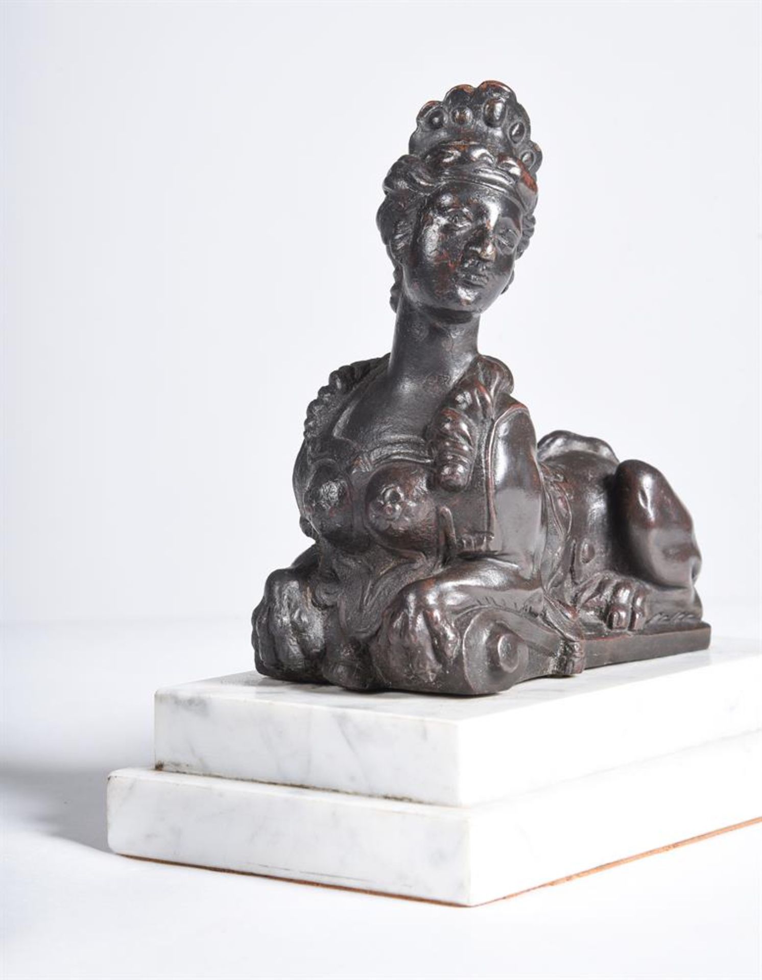 A PAIR OF FRENCH BRONZE SPHINXES, 18TH CENTURY - Image 3 of 4