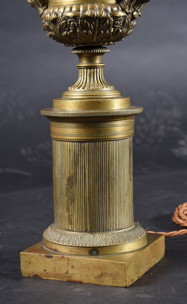 A BRONZE AND BRASS LAMP BASE, CIRCA 1830 AND LATER - Image 3 of 3