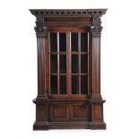 A GEORGE II OAK ARCHITECTURAL BOOKCASE OR CABINET, IN NEO PALLADIAN STYLE, CIRCA 1740