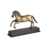 AN EQUESTRIAN BRONZE FIGURE OF A GALLOPING HORSE, PROBABLY ITALIAN, 17TH /18TH CENTURY