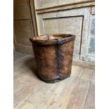 A LARGE STITCHED LEATHER LOG BIN, 18TH OR 19TH CENTURY