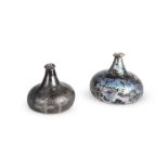 TWO 'ONION' SHAPE WINE BOTTLES, ENGLISH, EARLY 18TH CENTURY