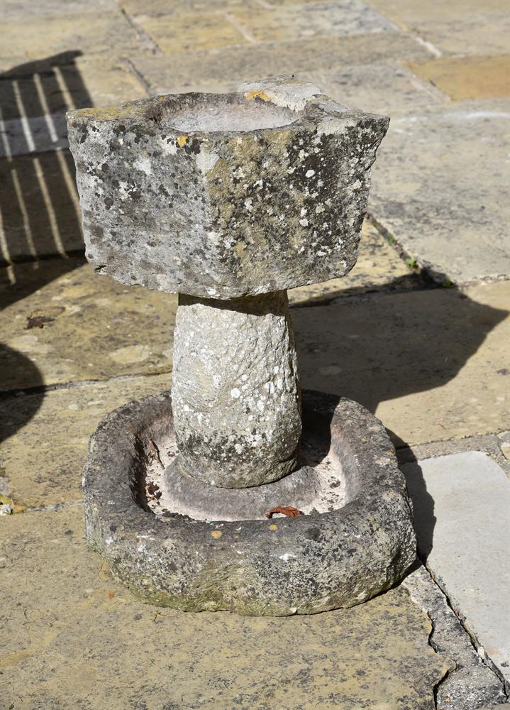 A CARVED STONE BIRD BATH, 20TH CENTURY