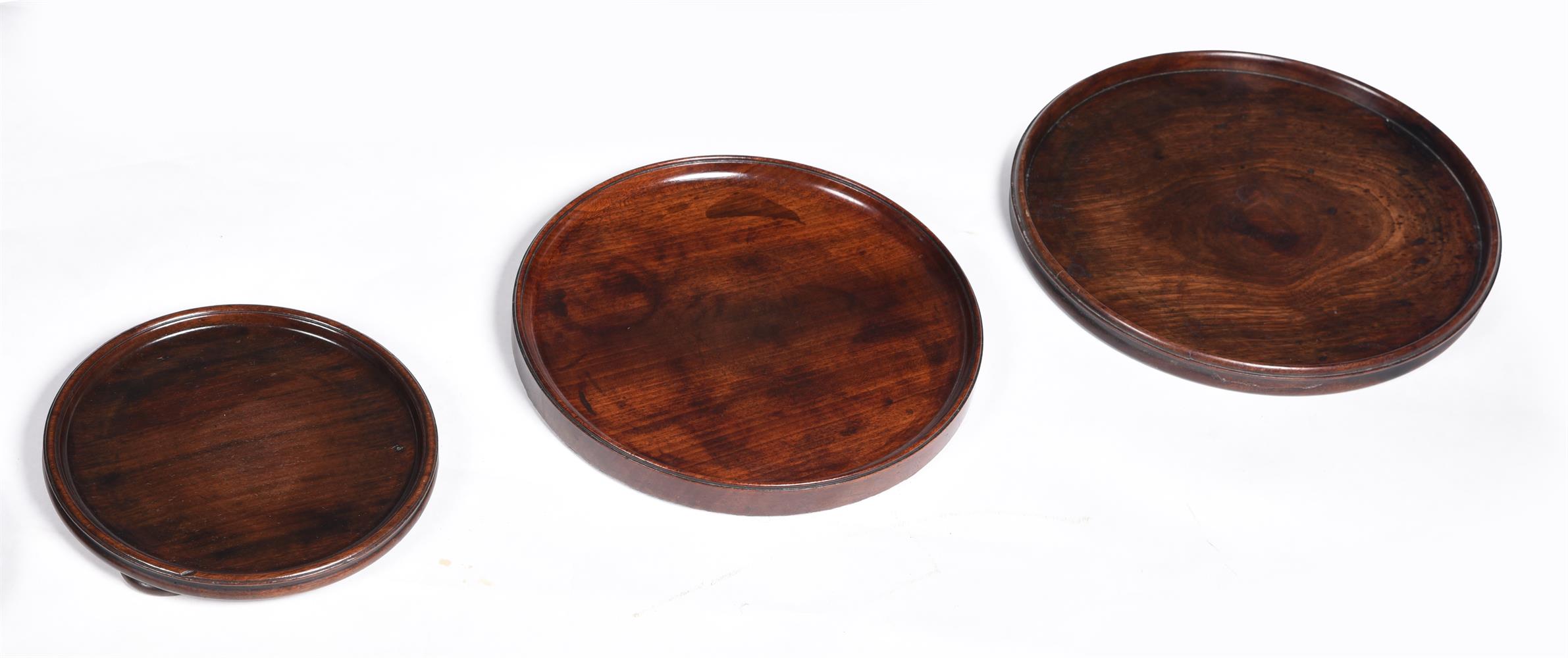 SIX MAHOGANY COASTERS AND STANDS, 18TH CENTURY AND LATER - Image 3 of 5