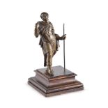 A GERMAN BRONZE FIGURE OF A MAN WIELDING A SPEAR, IN THE MANNER OF CASPAR GRAS