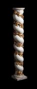 A CREAM PAINTED AND CARVED GILTWOOD SOLOMONIC COLUMN, PROBABLY ITALIAN, LATE 18TH CENTURY AND LATER