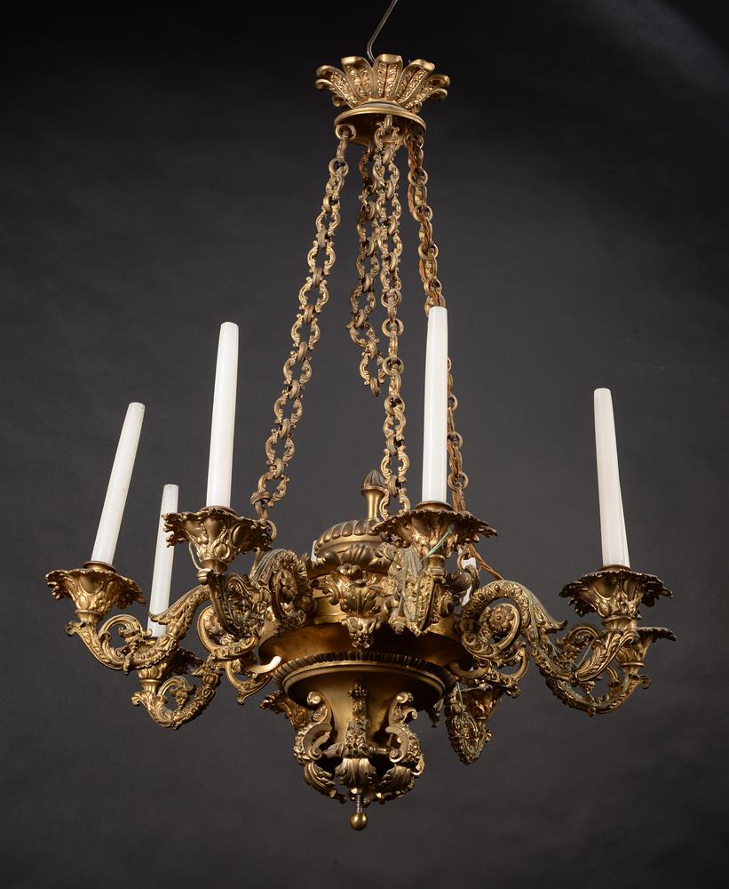 A FRENCH GILT BRASS EIGHT LIGHT CHANDELIER, LAST QUARTER 19TH CENTURY - Image 2 of 2
