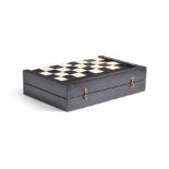 Y AN EBONY AND IVORY FOLDING GAMES BOX, 17TH/18TH CENTURY