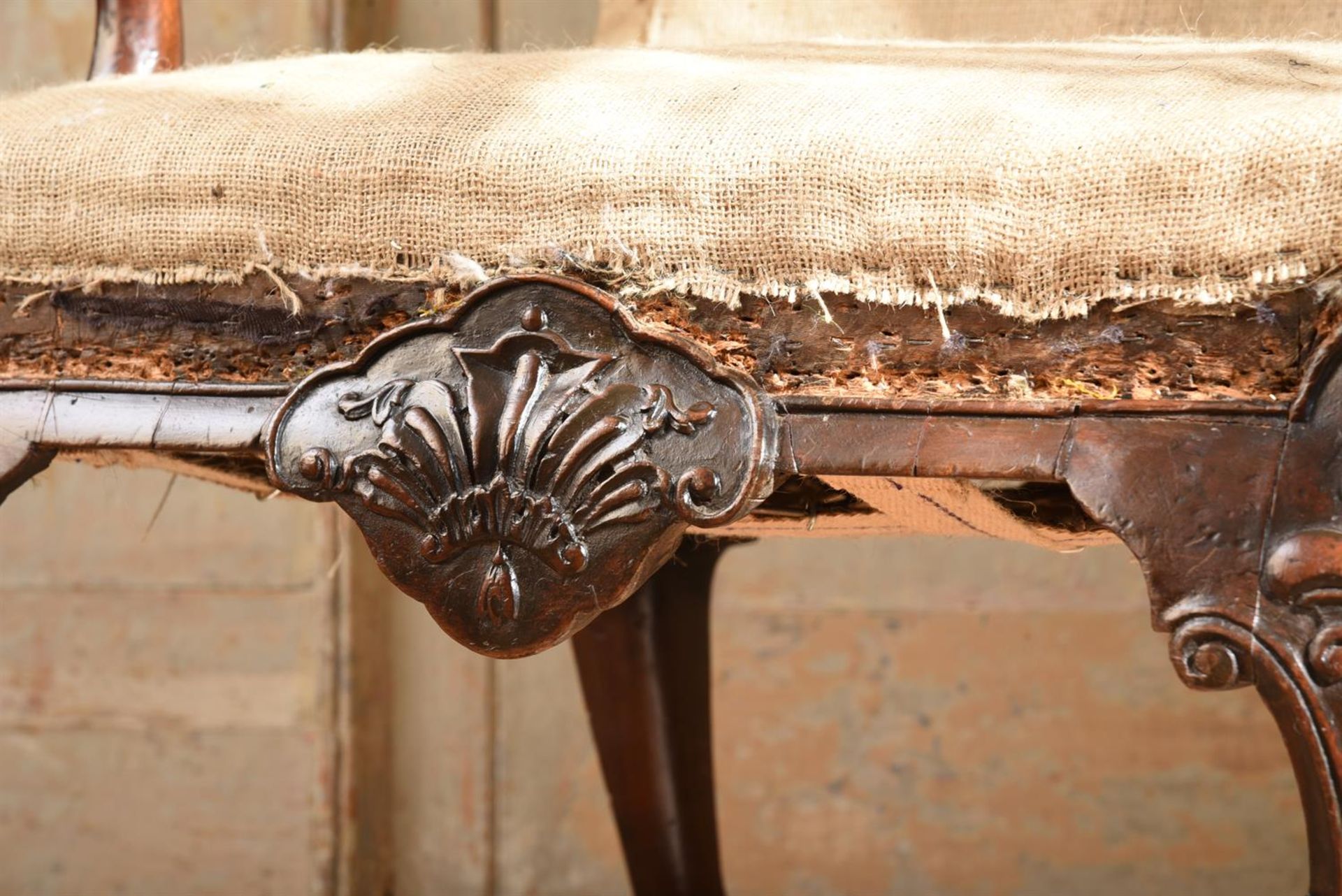 A GEORGE II CARVED WALNUT OPEN ARMCHAIR, ATTRIBUTED TO JAMES MOORE, CIRCA 1730 - Image 2 of 7