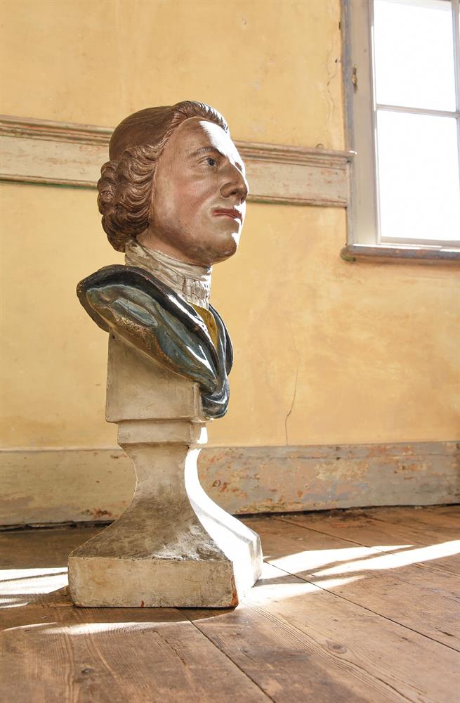 A RARE GEORGE III CARVED AND PAINTED PORTRAIT BUST OF THE SHIPBUILDER WILLIAM WOOD - Image 6 of 6