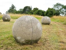 A LARGE PAIR OF STONE COMPOSITION BALLS, 20TH CENTURY