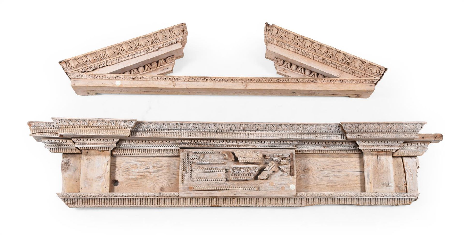 TWO GEORGE II CARVED PINE OVER DOORS, IN THE KENTIAN MANNER, 18TH CENTURY