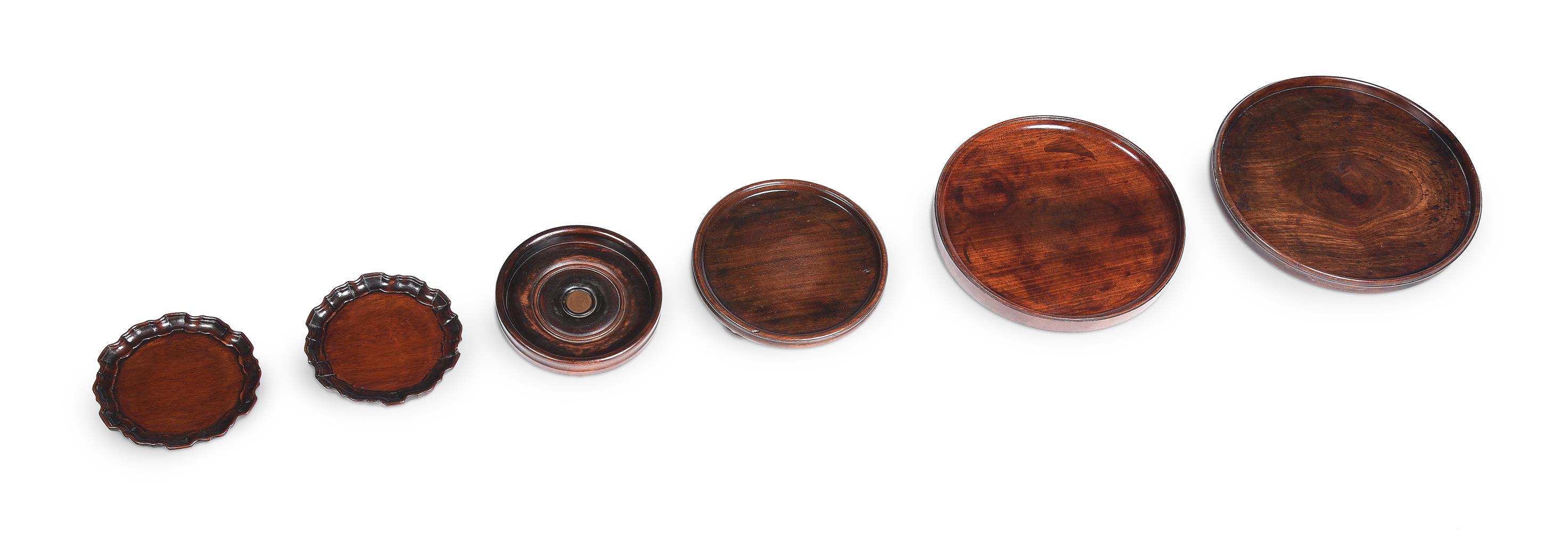 SIX MAHOGANY COASTERS AND STANDS, 18TH CENTURY AND LATER - Image 2 of 5