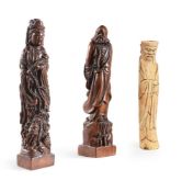 THREE CHINESE CARVED FIGURES