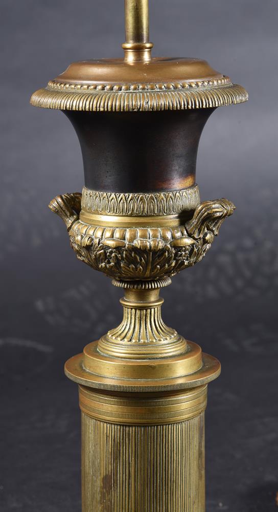 A BRONZE AND BRASS LAMP BASE, CIRCA 1830 AND LATER - Image 2 of 3