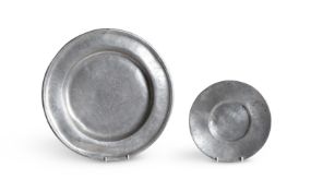 A WRIGGLE WORK PEWTER PLATE, POSSIBLY AMERICAN OR FRENCH, DATED 1799