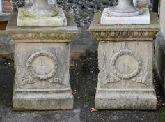 A PAIR OF COMPOSITION STONE PLINTH BASES, LATE 20TH CENTURY