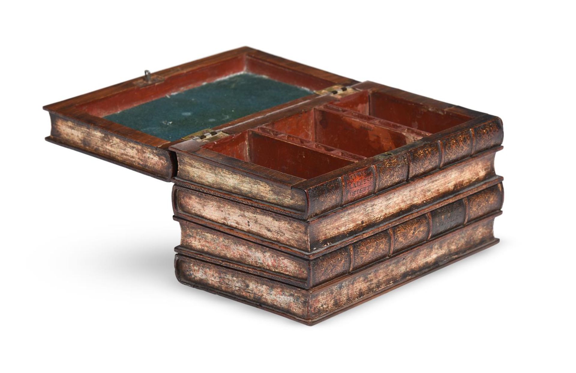 A GEORGE III WALNUT NOVELTY TEA CADDY IN THE FORM OF A STACK OF BOOKS, LATE 18TH/ EARLY 19TH CENTURY - Bild 2 aus 3