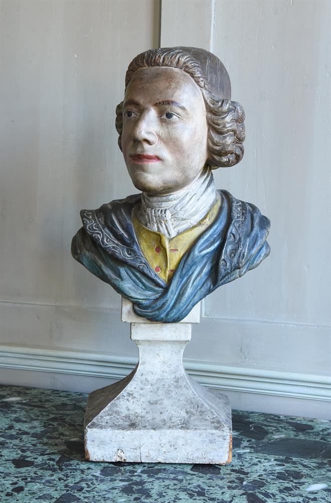A RARE GEORGE III CARVED AND PAINTED PORTRAIT BUST OF THE SHIPBUILDER WILLIAM WOOD - Image 2 of 6